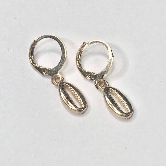 Gold Plated Shell Drop Earrings -  Abstract Earrings,Unique Earrings,Hanging Jewellery,Gold Accessories,Gold Jewellery,Gold Earrings