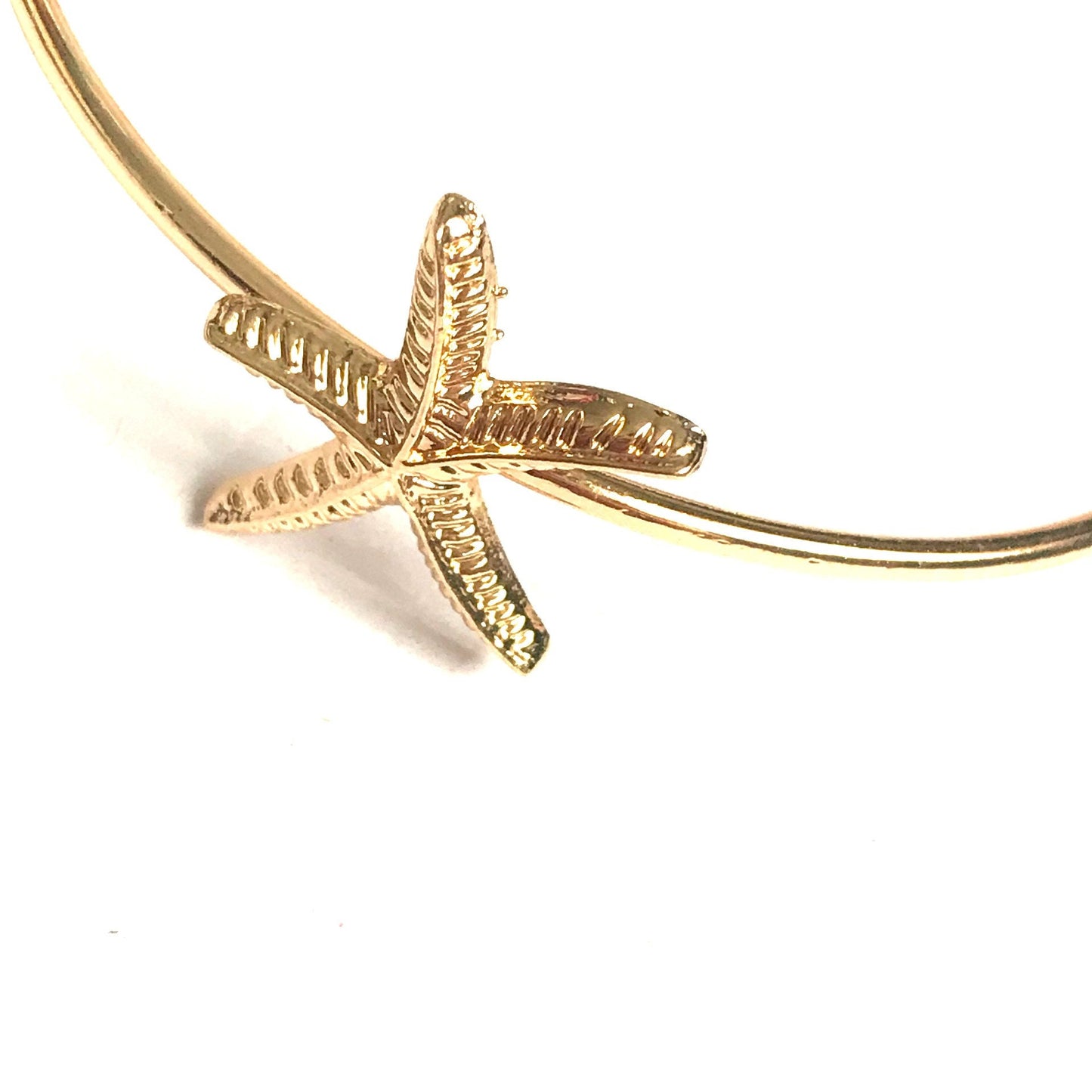 Gold Starfish Bangle Bracelet