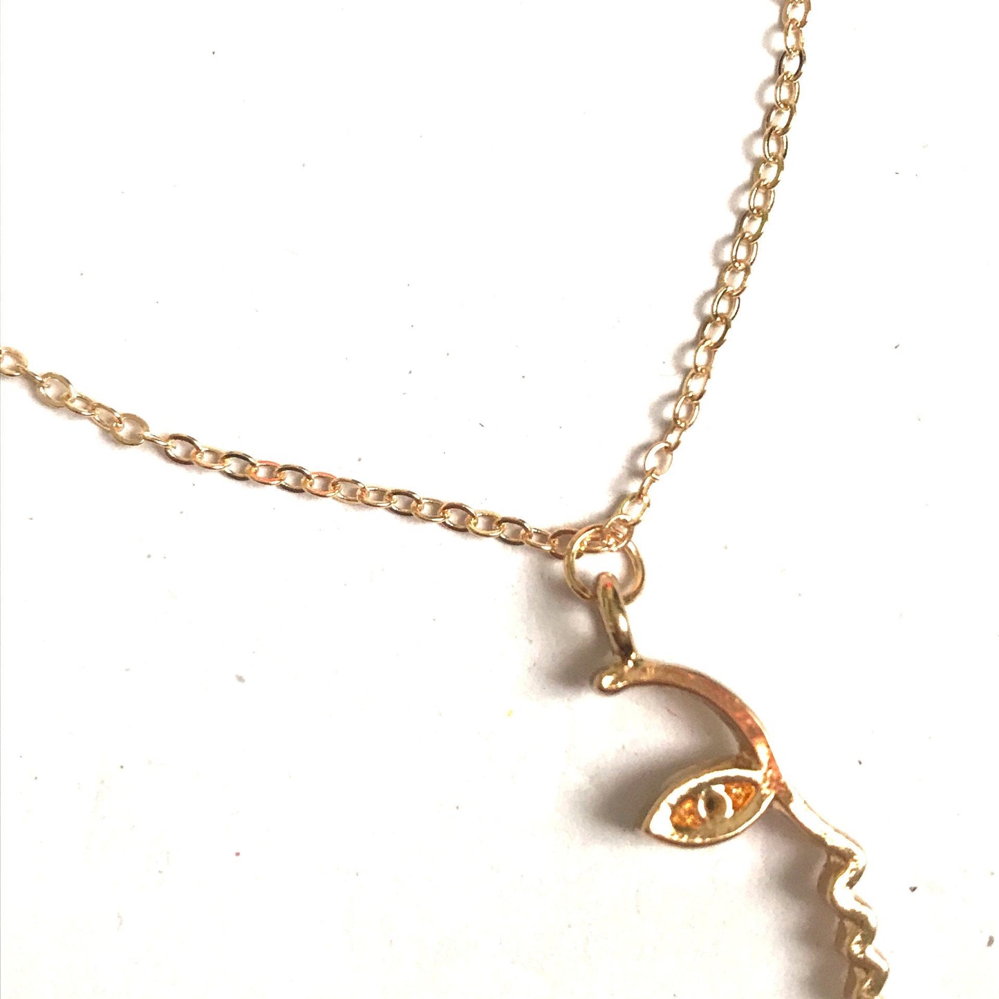 Gold Abstract Face Outline Necklace - Art Feminist Necklace,Liberal Art Jewelry,Novelty,Funky Jewellery,Picasso Face Necklace, Abstract