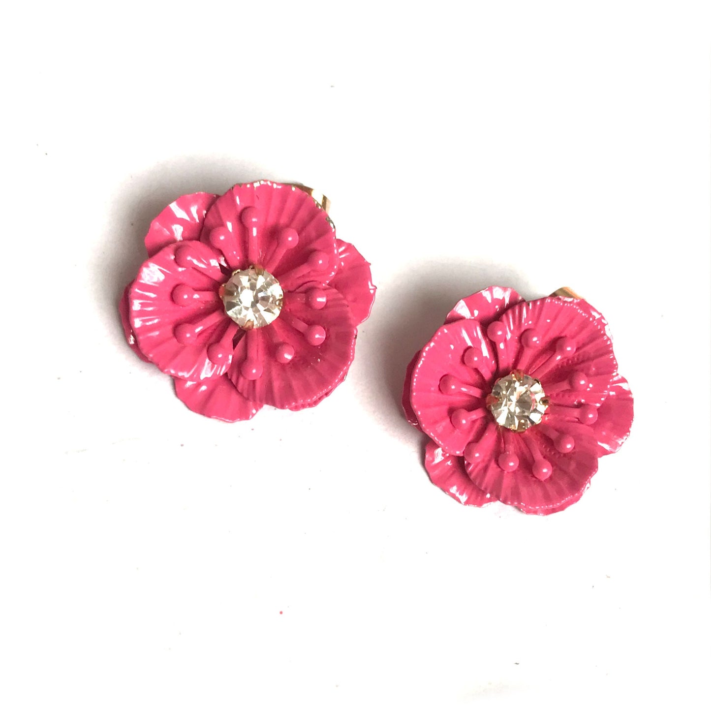 Gold Plated Flower Necklace & Earrings- Gold Jewellery,Accessories,Charm Necklace,Matching Jewellery Set,Pink Flower Necklace,Pink Earrings