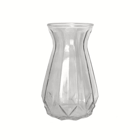 Diamond Clear Glass Vase - Decorative Bottle, Vintage Style, Art Deco Style, Gift, Glassware, Flower Arranging, Homeware, Flowers, Geometric