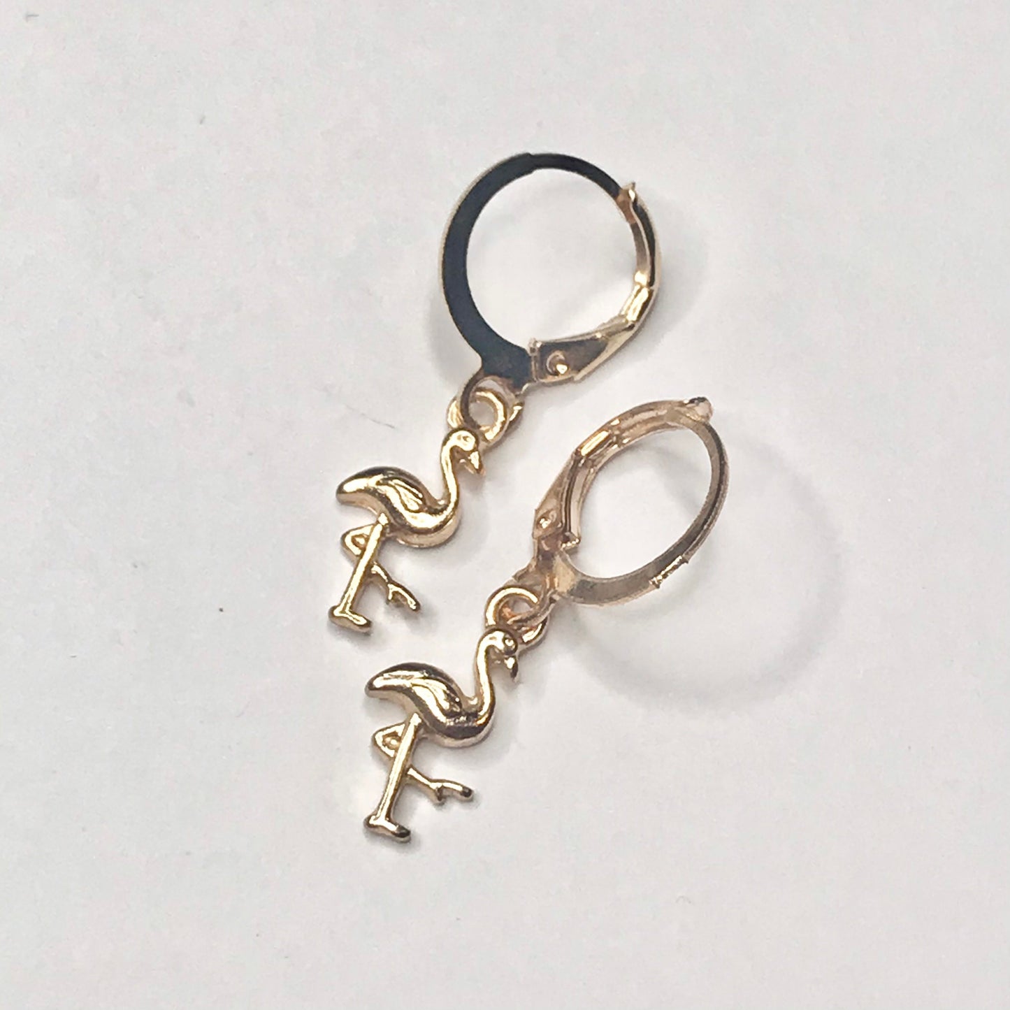 Gold Plated Flamingo Drop Earrings -  Abstract Earrings,Unique Earrings,Hanging Jewellery,Gold Accessories,Gold Jewellery,Gold Earrings