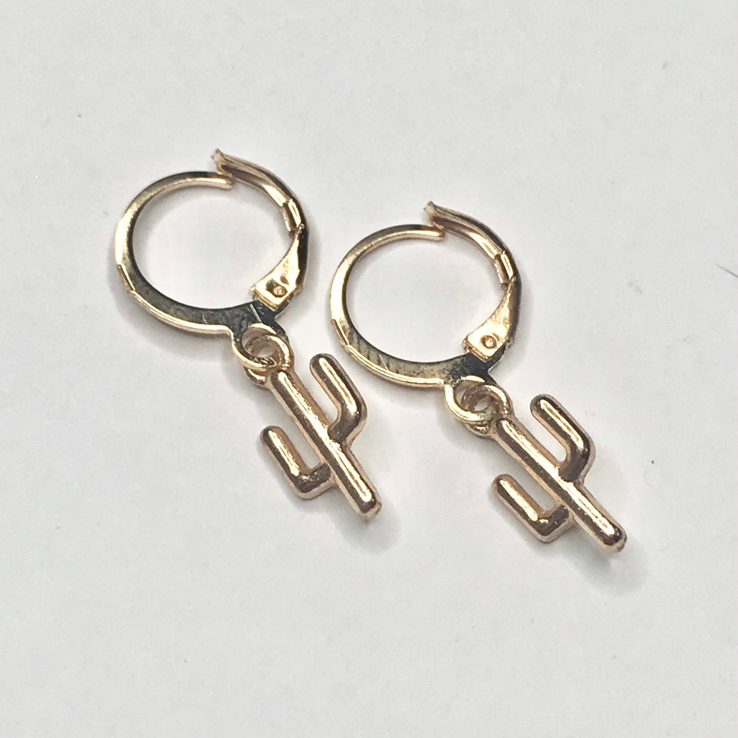 Gold Plated Cactus Drop Earrings -  Abstract Earrings,Unique Earrings,Hanging Jewellery,Gold Accessories,Gold Jewellery,Gold Earrings