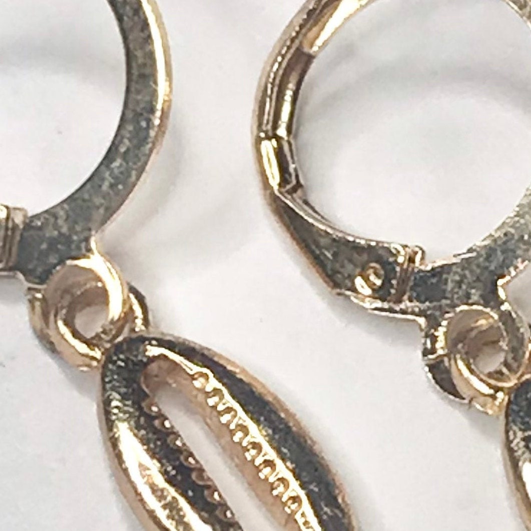Gold Plated Shell Drop Earrings -  Abstract Earrings,Unique Earrings,Hanging Jewellery,Gold Accessories,Gold Jewellery,Gold Earrings