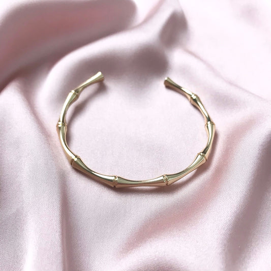Gold Plated Bamboo Bangle Bracelet - Gold Jewellery, Accessories, Gold Bangle, Bangle Jewellery,Minimal Bangle Bracelet,Gift For Her
