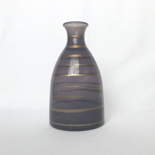 Blue Glass Vase With Gold Stripes - Decorative Bottle, Art Deco Style, Gift, Glassware, Flower Arranging, Homeware, Flowers, geometric