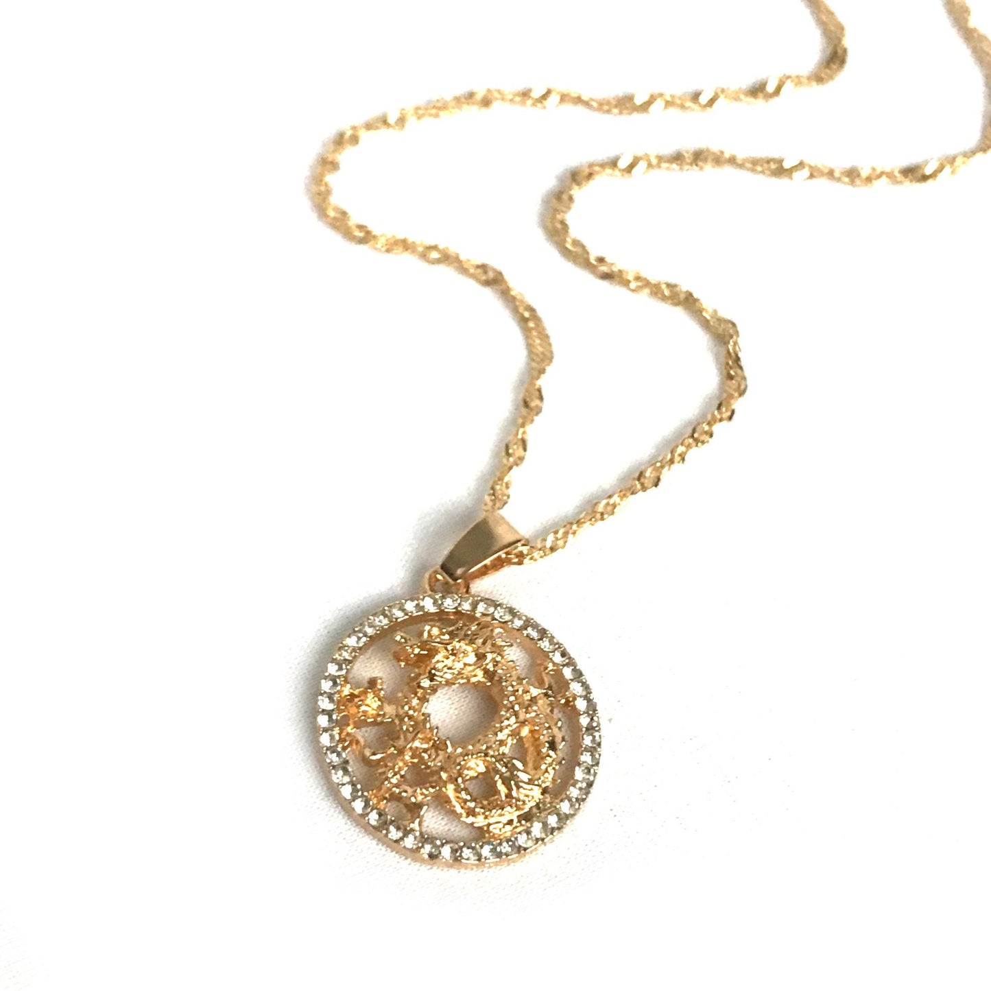 Gold Plated Dragon Necklace - Medallion, Jewellery, Accessories, Pendant Necklace, Drop Necklace, Charm Necklace,Dragon Charm Necklace