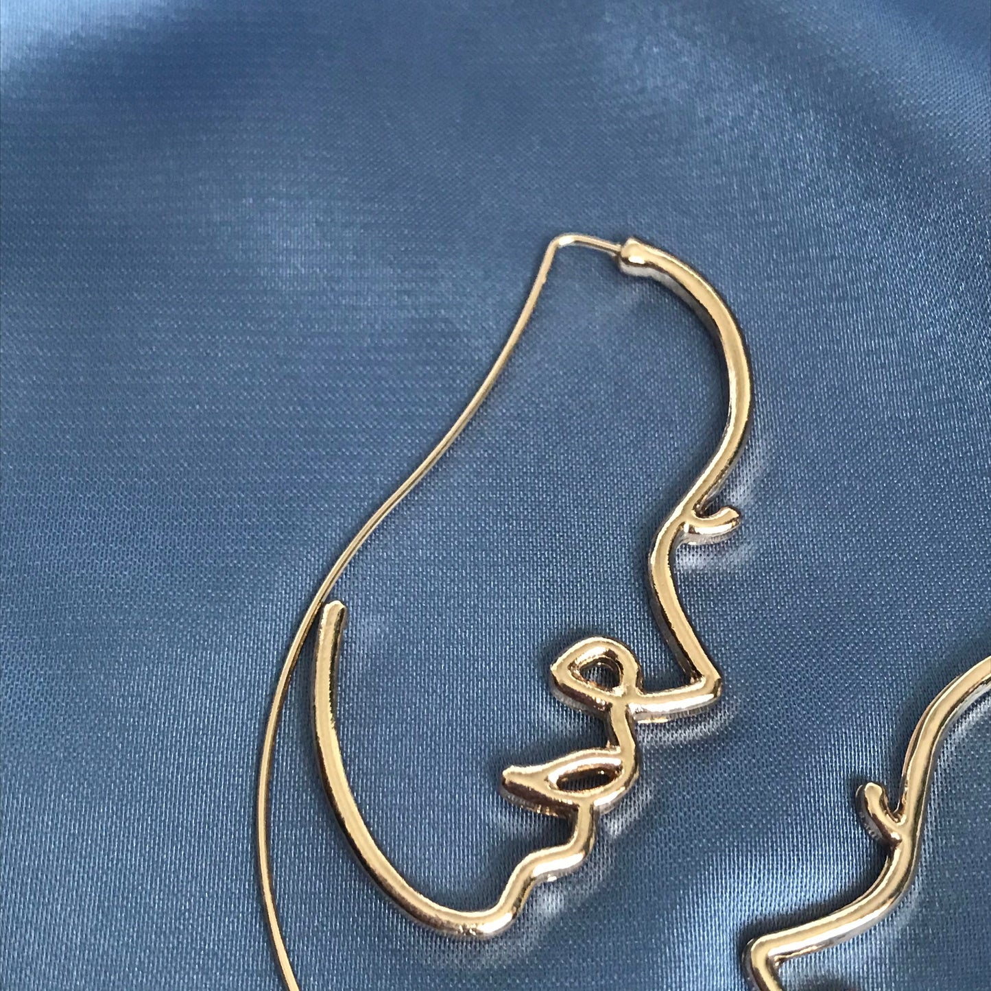 Gold Plated Hollow Out Face Charm Drop Earrings - Feminist Earrings, Abstract Face Earrings, High Polished, Hanging Jewellery, Accessories