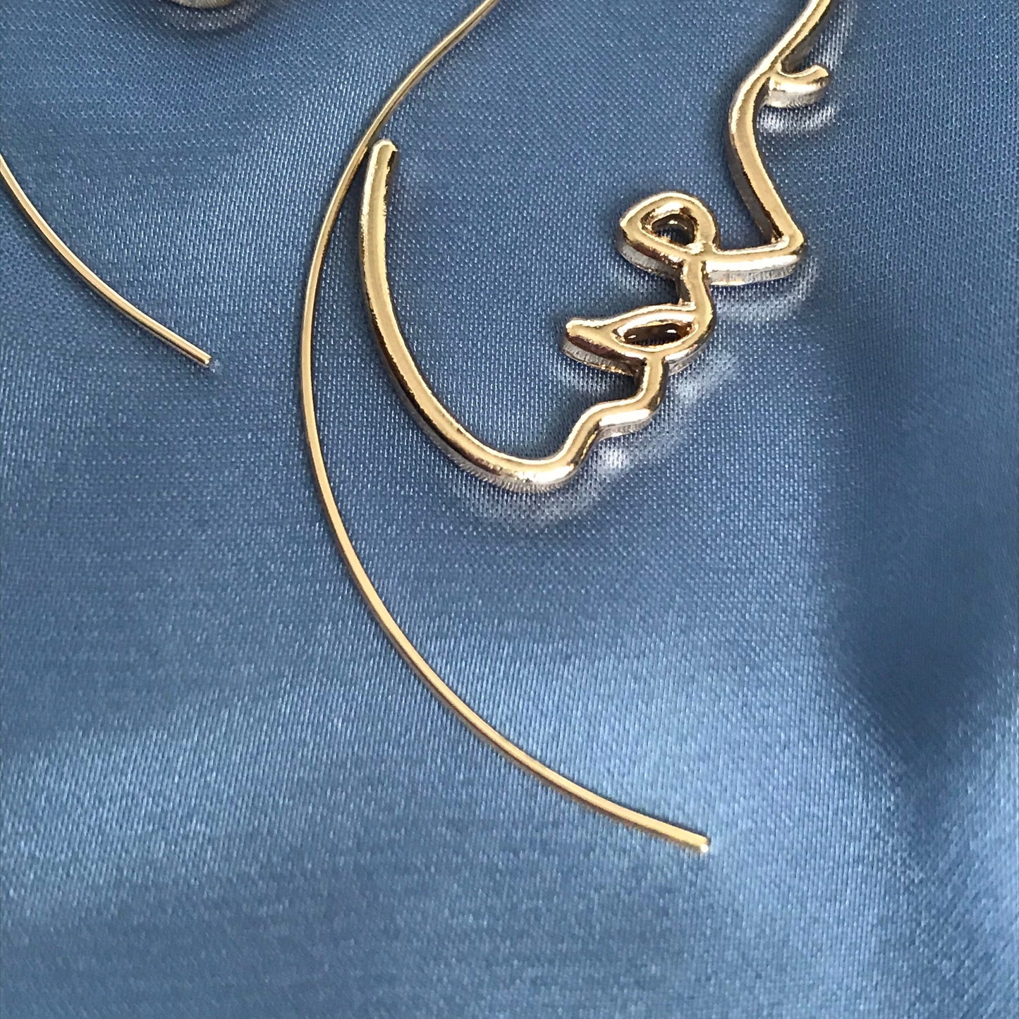 Gold Plated Hollow Out Face Charm Drop Earrings - Feminist Earrings, Abstract Face Earrings, High Polished, Hanging Jewellery, Accessories