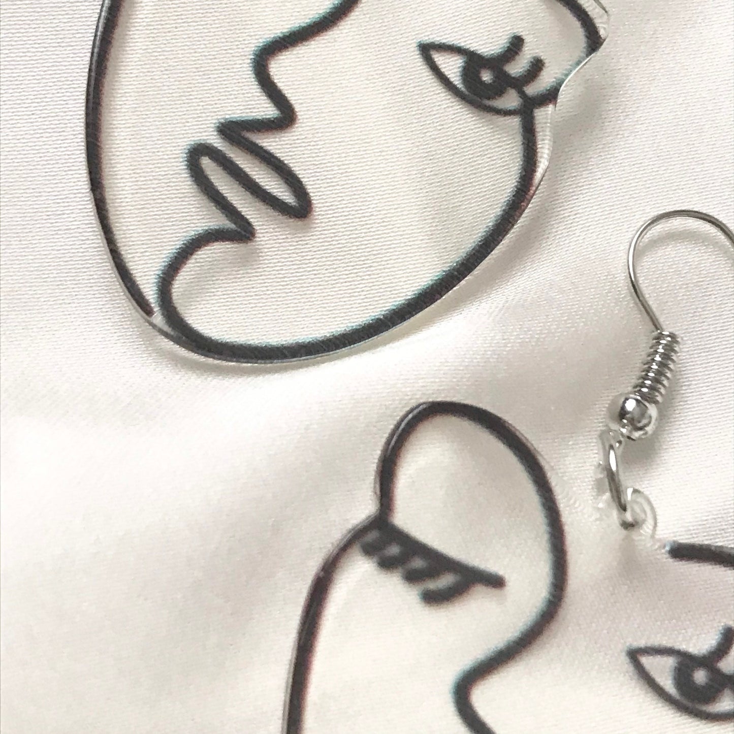 Outline Face Charm Drop Earrings - Feminist Earrings, Abstract Face Earrings, Hanging Jewellery,Accessories,Face Earrings,Abstract Jewellery
