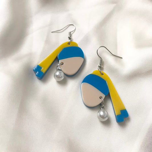 Girl With The Pearl Earring Charm Drop Earrings - Hanging Jewellery, Accessories, Famous Painting, Art Lover Gift, Art Student Gift, Arty