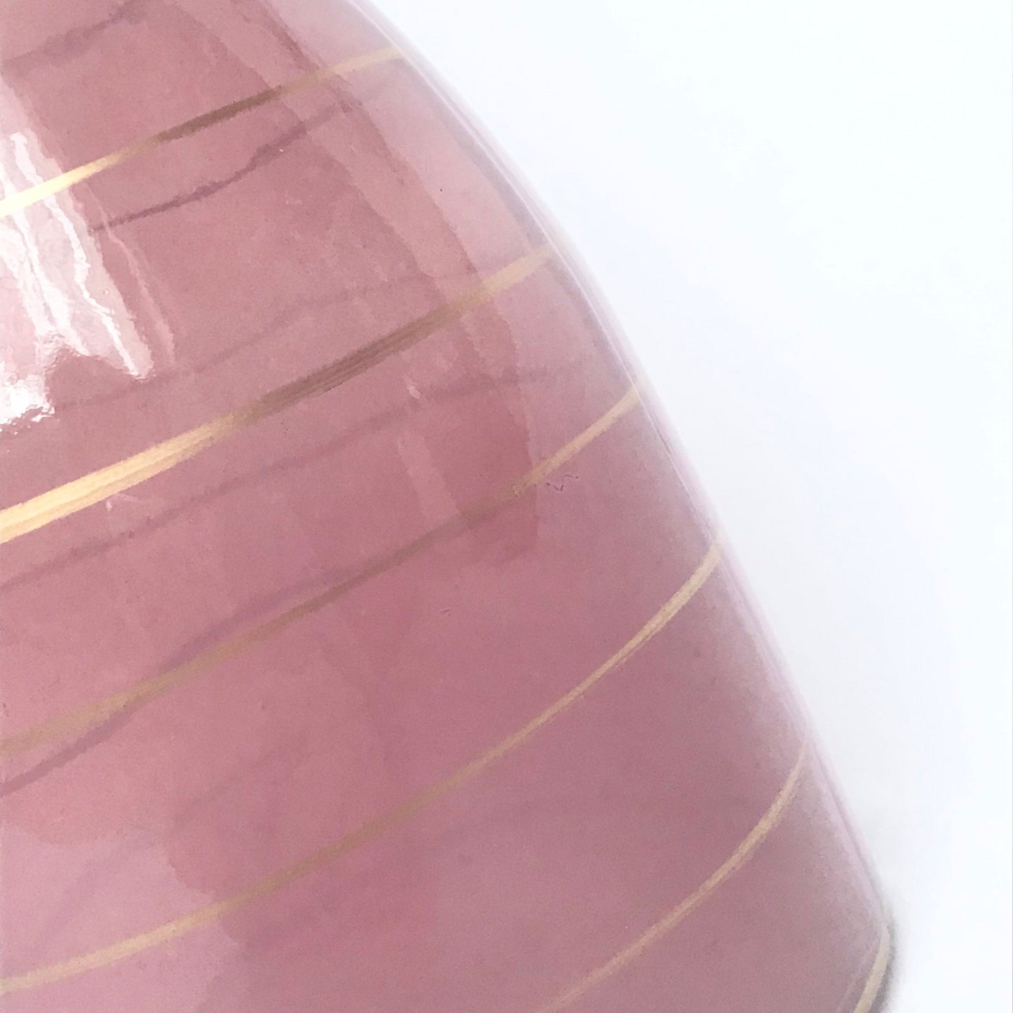 Pink Glass Vase With Gold Stripes - Decorative Bottle, Art Deco Style, Gift, Glassware, Flower Arranging, Homeware, Flowers, geometric