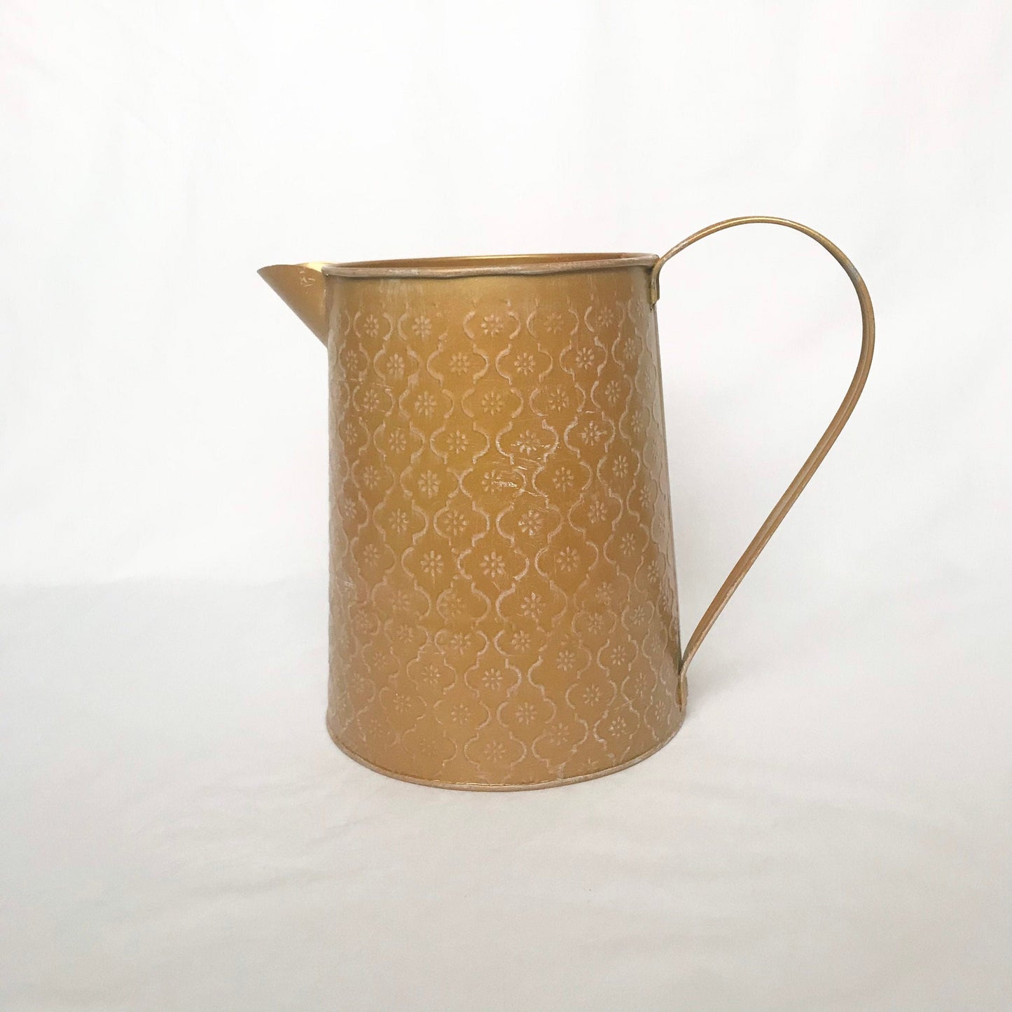 Metal Mustard Yellow Jug - Botanical Jug, Mustard Vase, Botanical Pattern, Flower Print, Metal Jug, Decorative Jug, Homeware, Home Decor
