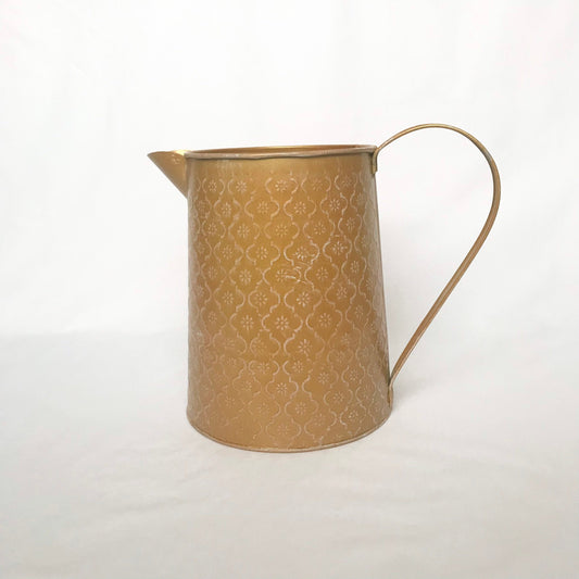 Metal Mustard Yellow Jug - Botanical Jug, Mustard Vase, Botanical Pattern, Flower Print, Metal Jug, Decorative Jug, Homeware, Home Decor