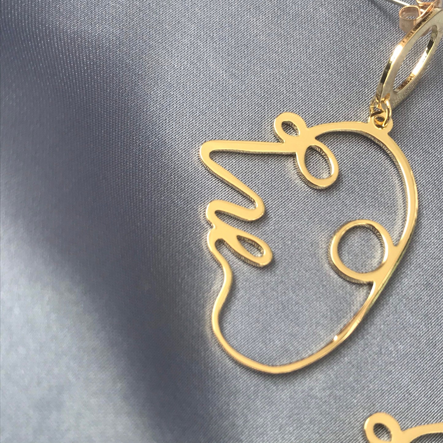 Gold Plated Hollow Out Face Charm Drop Earrings - Feminist Earrings, Abstract Face Earrings, High Polished, Hanging Jewellery, Accessories
