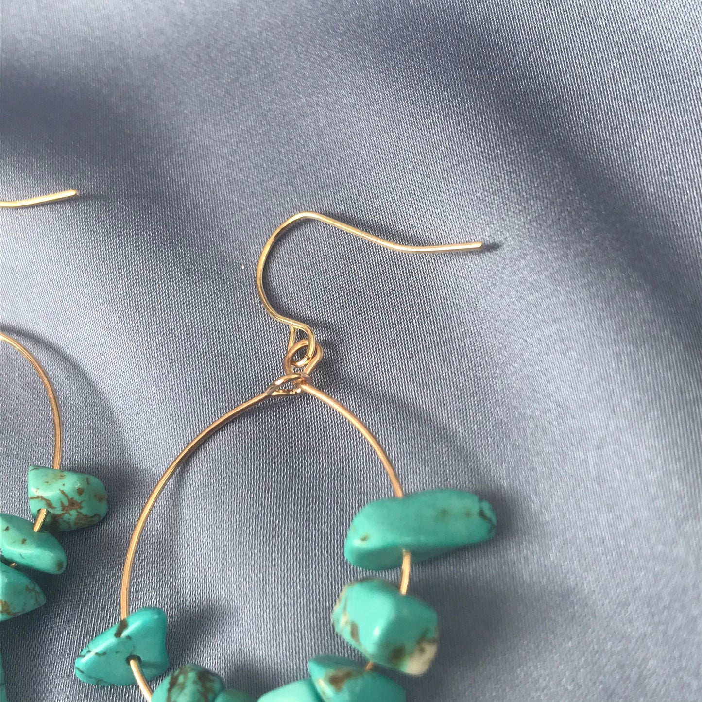 Blue Stone Hoop Drop Earrings - Hanging Jewellery,Accessories, Gold Hoop Earrings, Minimalist Earrings, Stone Earrings, Stone Jewellery
