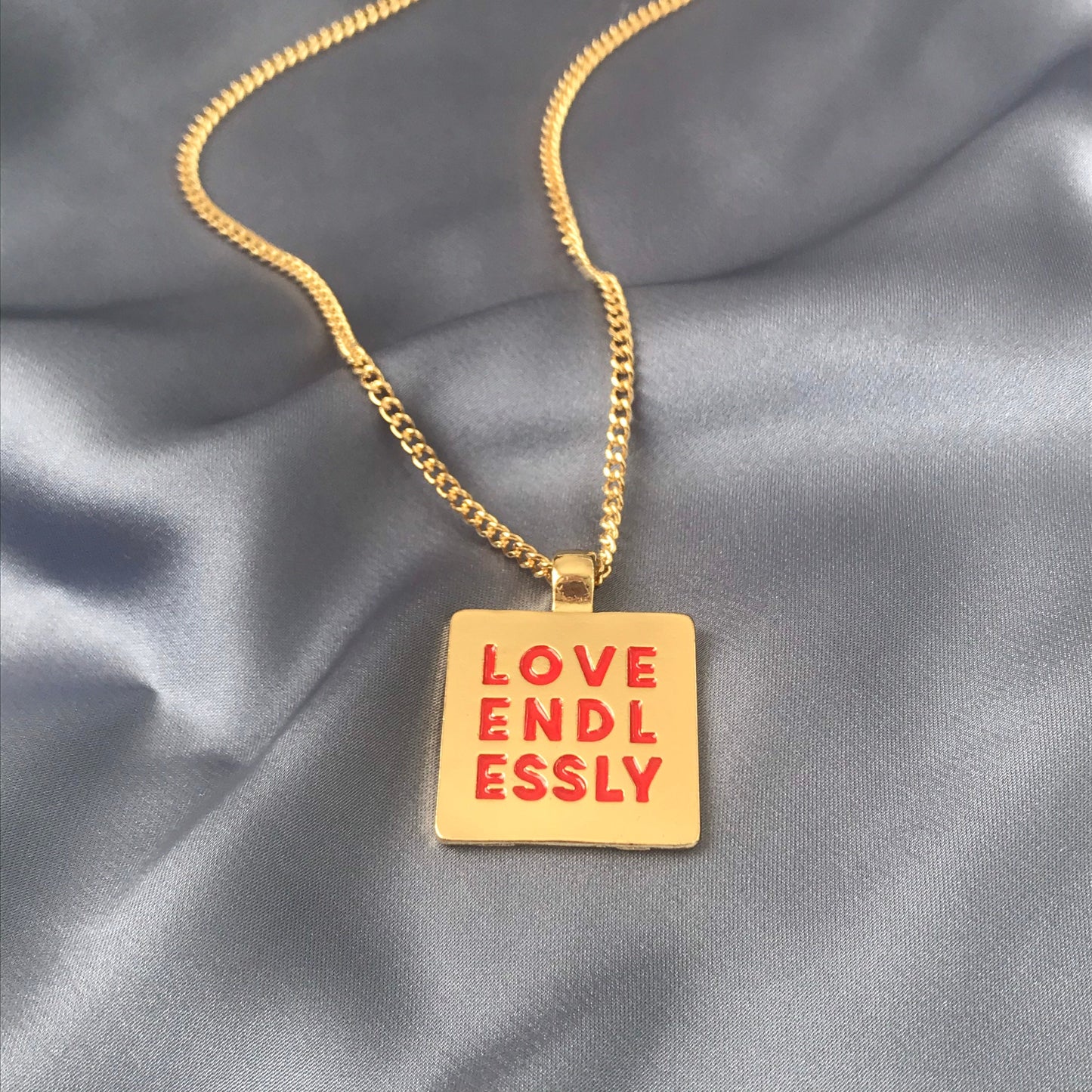 Gold Plated Statement Necklace - Love Necklace, Love Jewellery, Jewellery, Accessories, Pendant Necklace, Drop Necklace, Charm Necklace