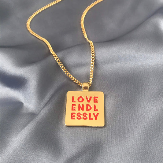 Gold Plated Statement Necklace - Love Necklace, Love Jewellery, Jewellery, Accessories, Pendant Necklace, Drop Necklace, Charm Necklace