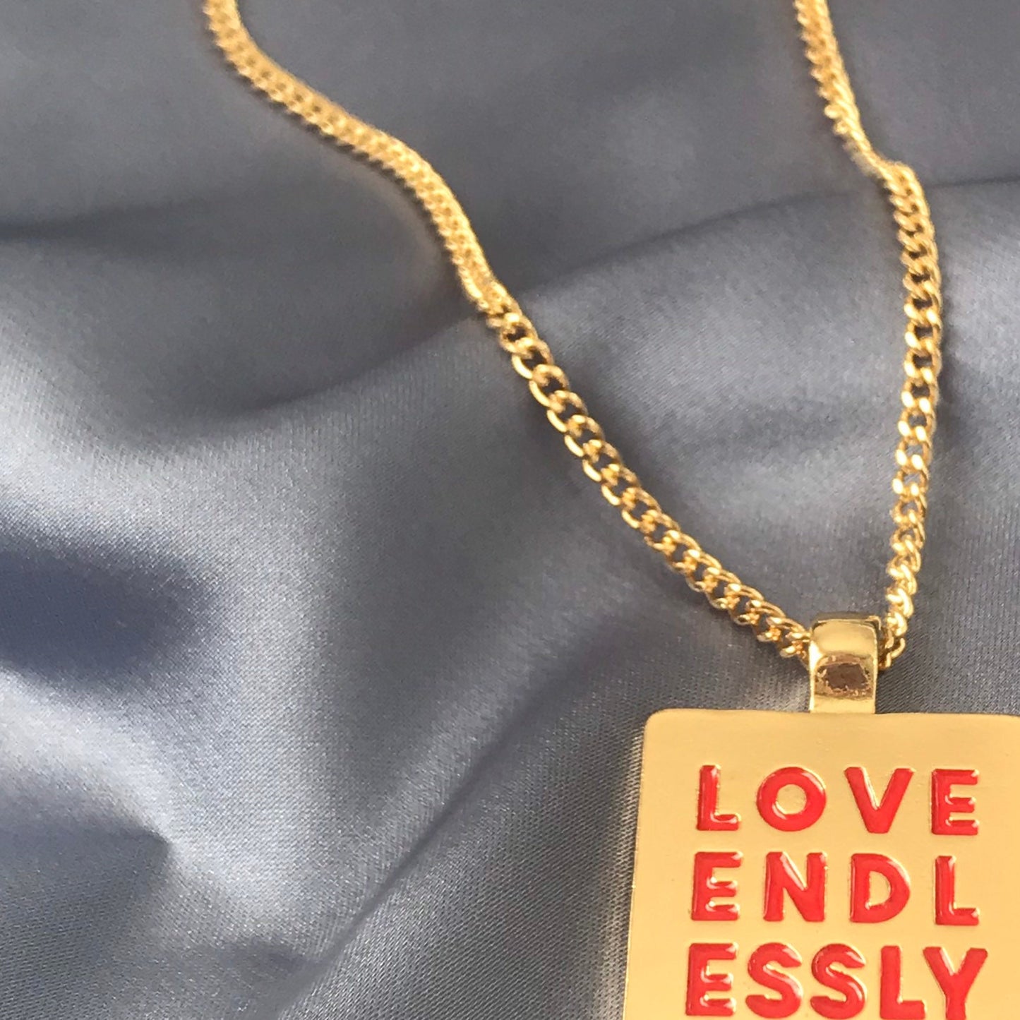 Gold Plated Statement Necklace - Love Necklace, Love Jewellery, Jewellery, Accessories, Pendant Necklace, Drop Necklace, Charm Necklace