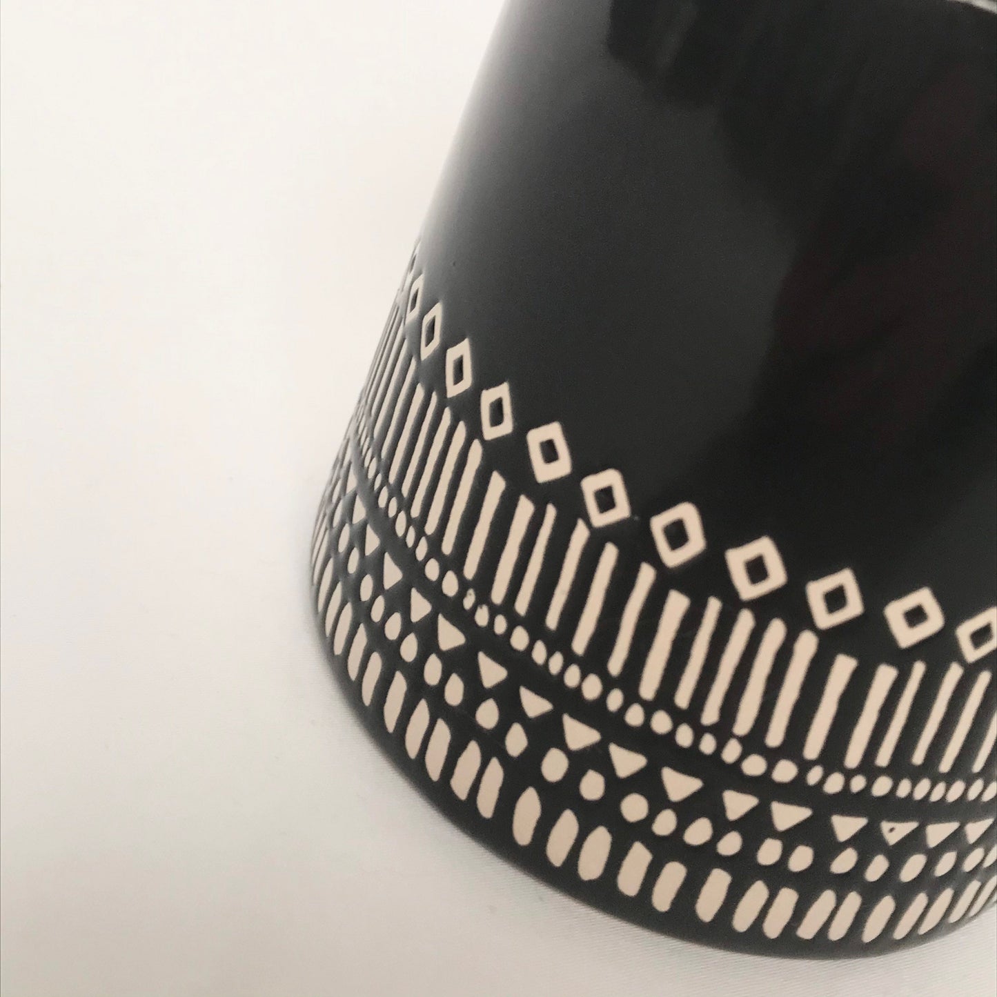 Large Black Pattern Mug - Coffee Cup, Gifts For Her, Herbal Tea Cup, Mosaic Style, Tapas Style, Moorish Style, Cream Mug, Black Mug