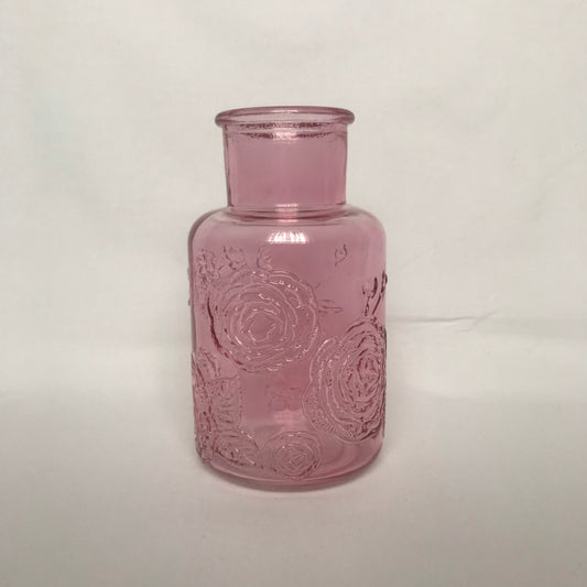 Botanical Pink Glass Vase - Pink Flower Vase, Decorative Bottle, Vintage Style, Art Deco Style, Glassware, Flower Arranging,Homeware,Flowers
