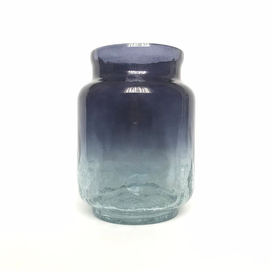 Textured Navy Blue Ombre Glass Vase - Decorative Bottle, Cracked Glass Effect, Gift, Glassware, Flower Arranging, Homeware,Flowers,Geometric