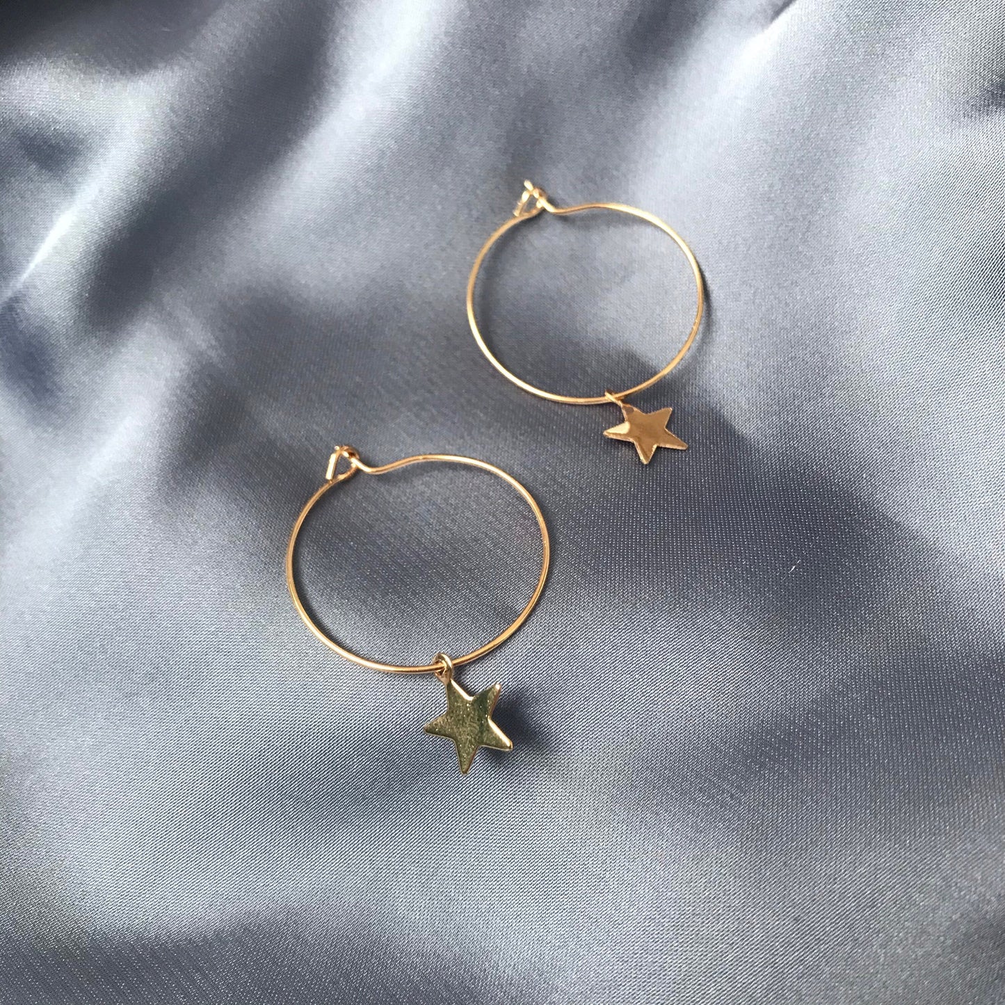 Gold Plated Star Hoop Earrings - Lightweight Hoop Earrings, Star Earrings, Small Hoop Earrings, Cute Earrings, Gold Earrings, Gold Jewellery