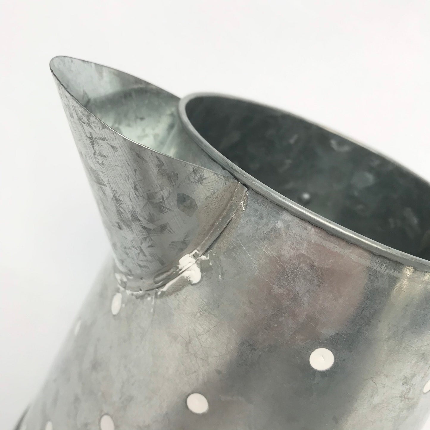 Metal Jug - Rustic Jug, White Spots, Spotted, Metal Jug, Decorative Jug, Homeware, Rustic Home Decor, Rustic Vase, Shabby Chic Decor