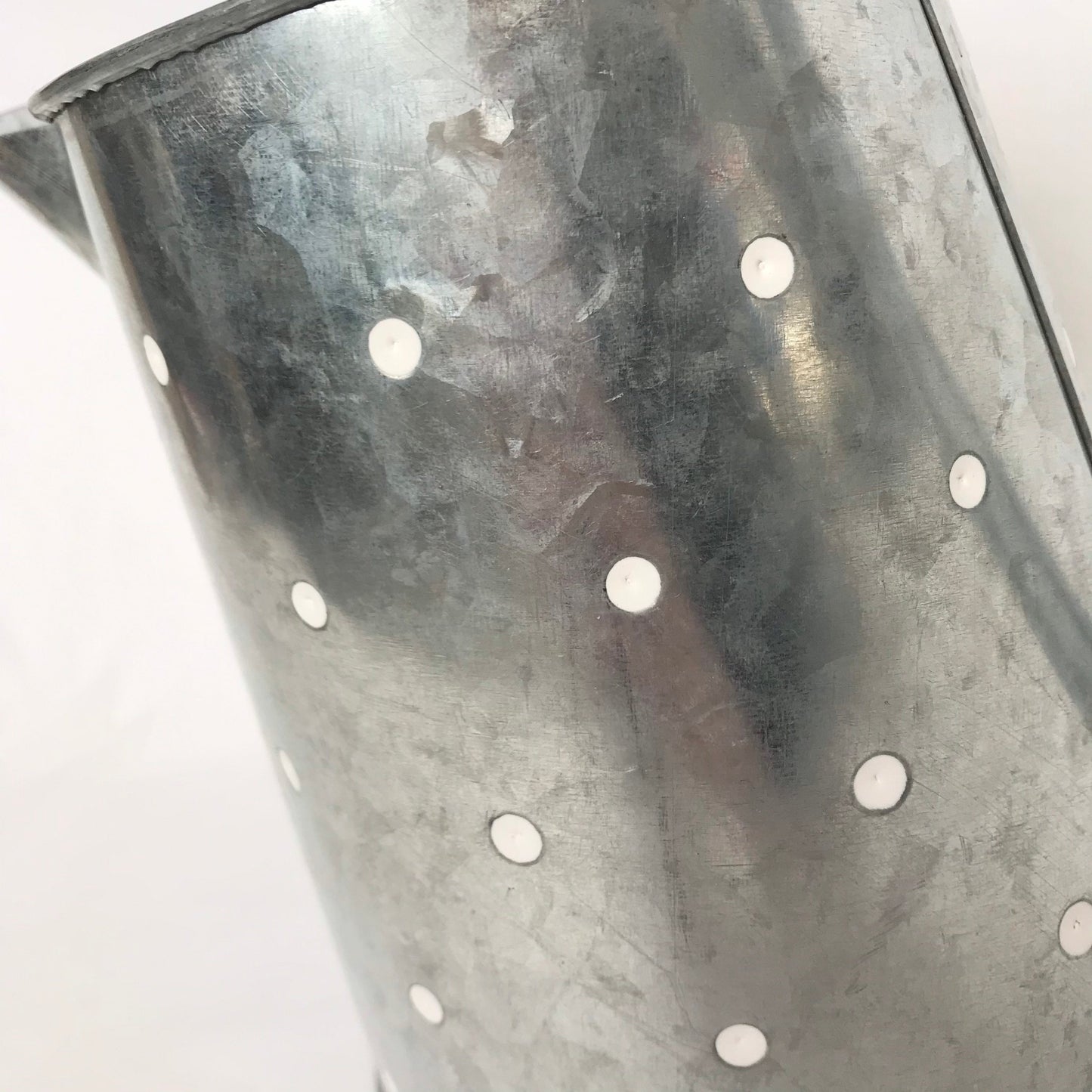Metal Jug - Rustic Jug, White Spots, Spotted, Metal Jug, Decorative Jug, Homeware, Rustic Home Decor, Rustic Vase, Shabby Chic Decor