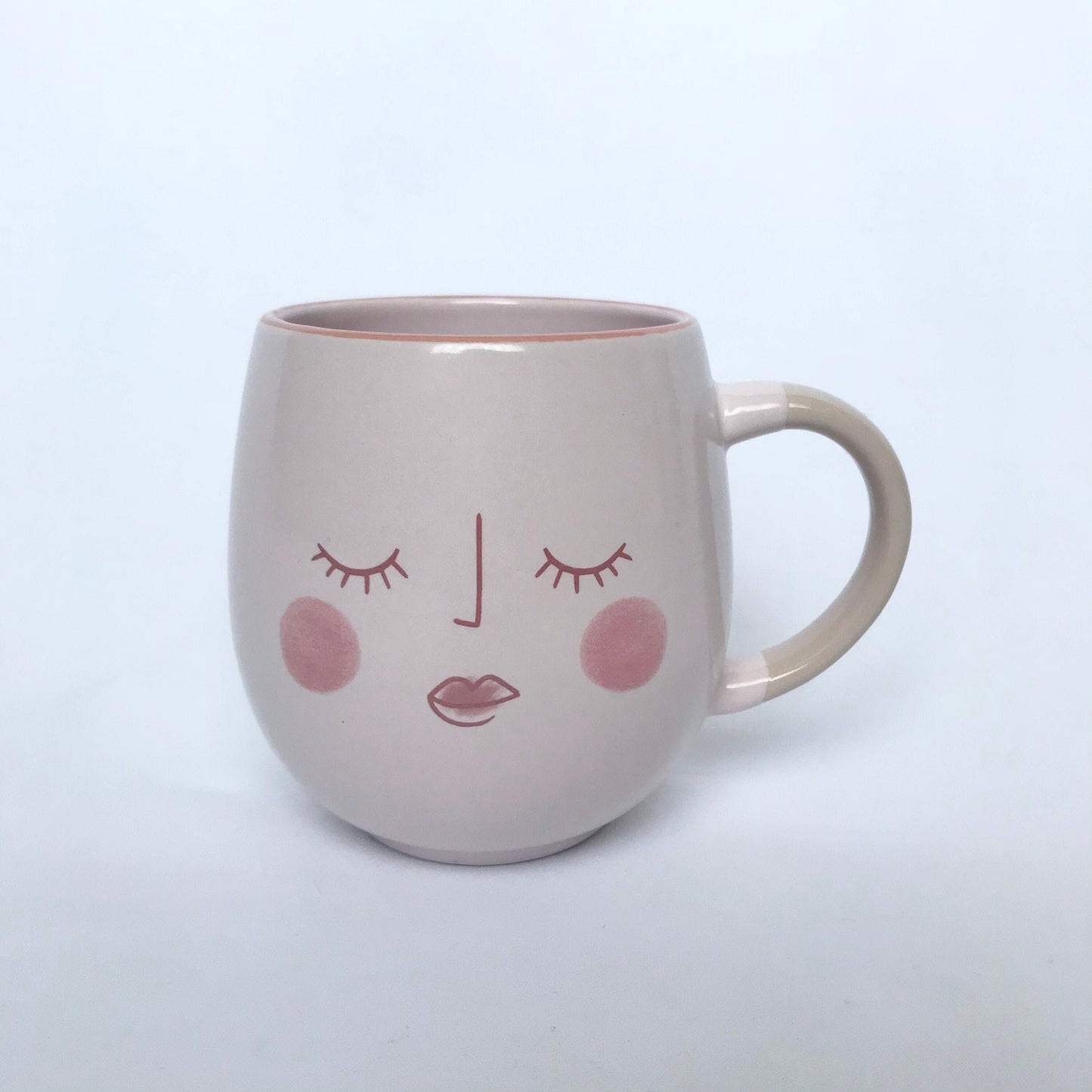 Large Light Pink Face Mug - Coffee Cup,Gifts For Her,Herbal Tea Cup,Pink Mug,Cream Mug,Pink & White,Girly Mug,Cute Face Mug,Large Tea Mug