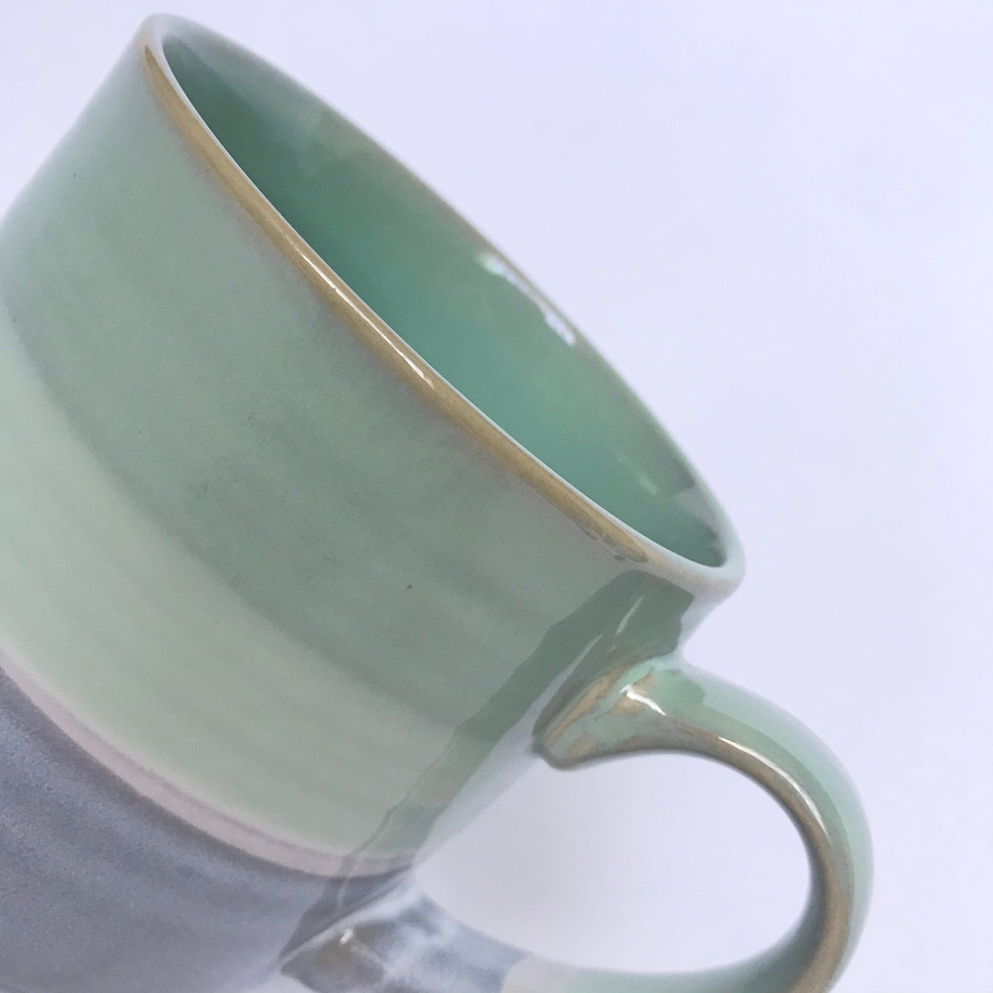 Large Blue & Green Striped Mug - Blue Mug, Green Mug, Coffee Cup, Gifts For Her, Herbal Tea Cup, Stripy Mug, Stripes, Large Mug, Sturdy Mug