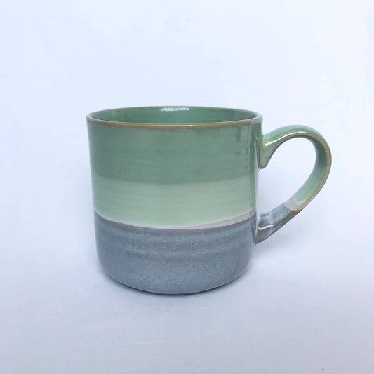 Large Blue & Green Striped Mug - Blue Mug, Green Mug, Coffee Cup, Gifts For Her, Herbal Tea Cup, Stripy Mug, Stripes, Large Mug, Sturdy Mug