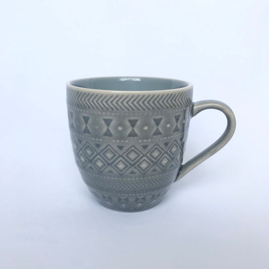 Grey Patterned Mug - Coffee Cup, Gifts For Her, Herbal Tea Cup, Grey Mug, Vintage Style Mug, Grey Tapas Mug, Grey Drinkware, Patterned Mug