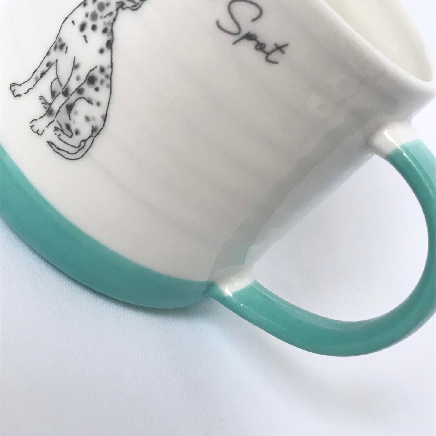 Cyan Blue Striped Dog Mug - Blue Mug, Dog Mug, Coffee Cup, Gifts For Her, Herbal Tea Cup, Ridgid Mug, Dalmation Mug, Slogan Mug, Funny Mug