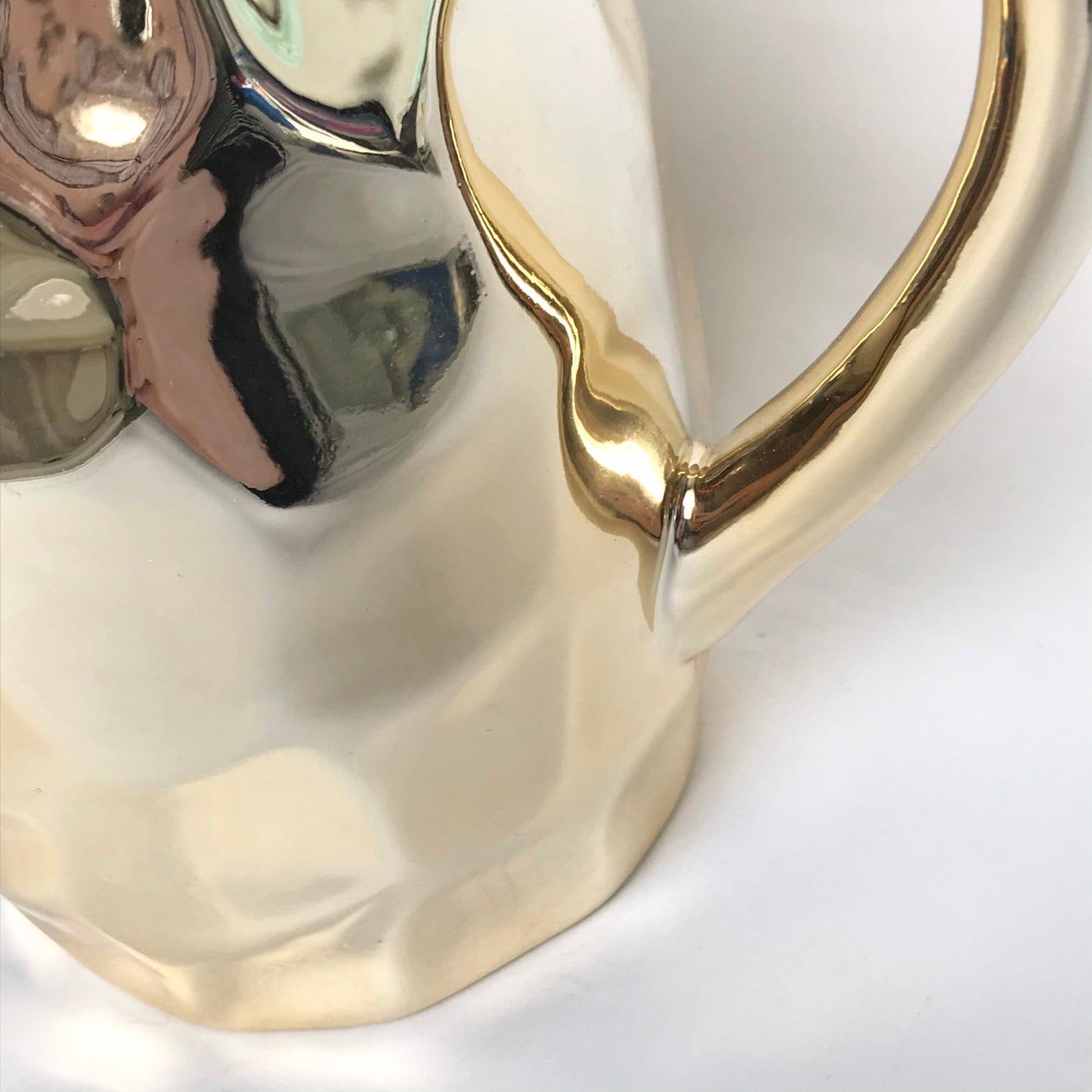 Gold Reflective Ceramic Jug - Gold Jug, Gold Vase, Flower Arranging, Decorative Jug, Homeware, Flowers, Gold Home Decor, Gold Mirrored Vase