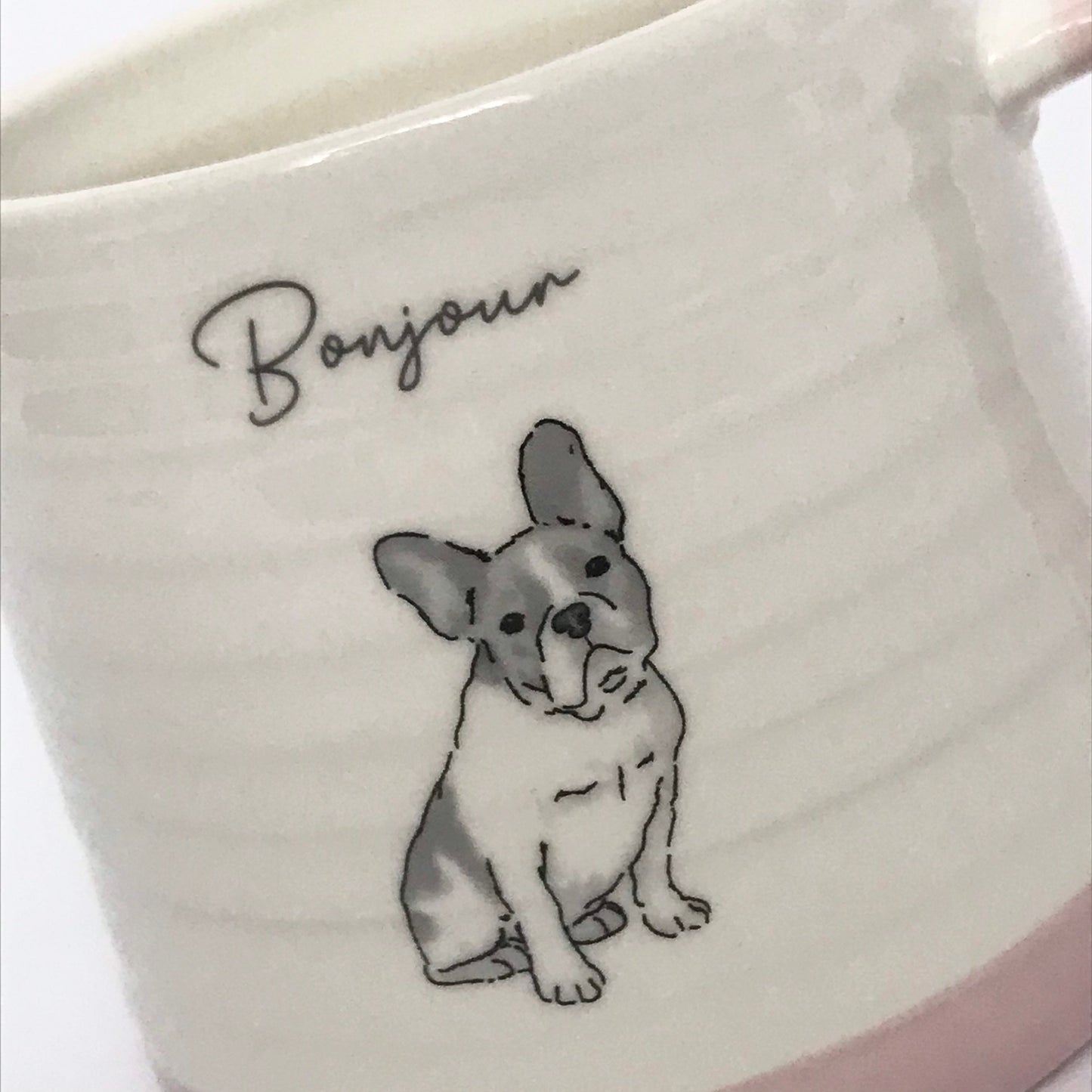 Pink Striped Dog Mug - Baby Pink Mug, Coffee Cup, Gifts For Her, Herbal Tea Cup, Ridgid Mug, French Bulldog Mug, Slogan Mug, Funny Mug