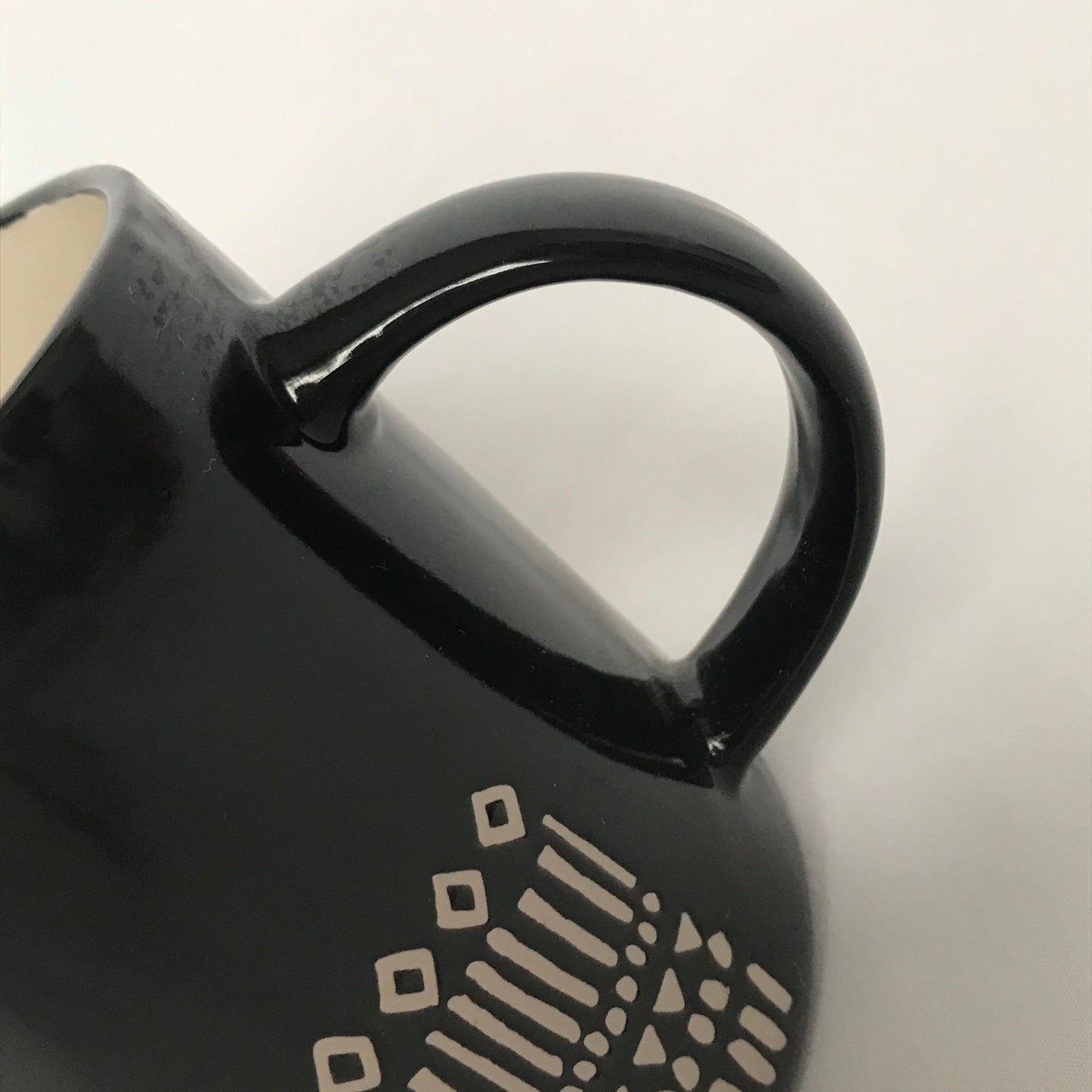 Large Black Pattern Mug - Coffee Cup, Gifts For Her, Herbal Tea Cup, Mosaic Style, Tapas Style, Moorish Style, Cream Mug, Black Mug