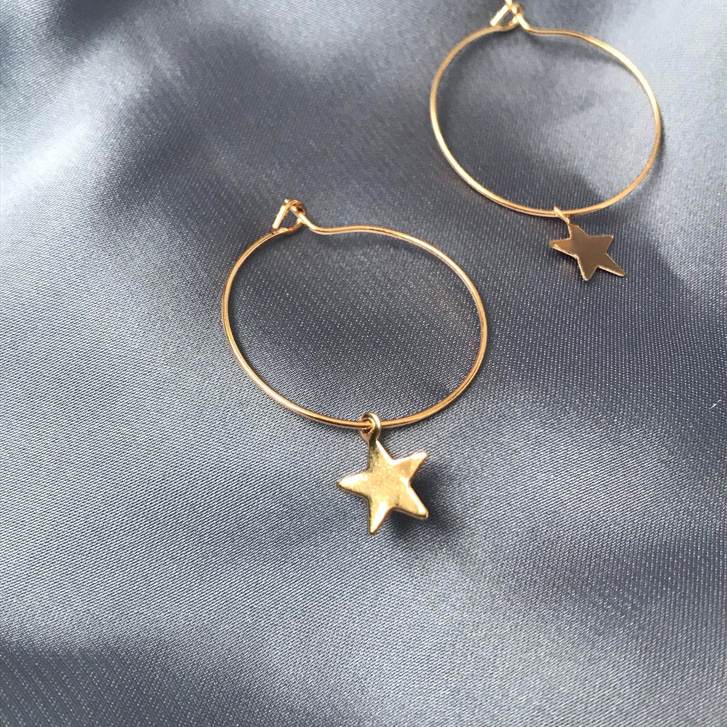 Gold Plated Star Hoop Earrings - Lightweight Hoop Earrings, Star Earrings, Small Hoop Earrings, Cute Earrings, Gold Earrings, Gold Jewellery