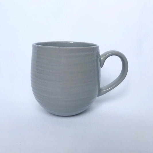 Large Grey Ridgid Mug - Coffee Cup, Gifts For Her, Herbal Tea Cup, Stripy Mug, Stripes, Grey Round Mug, Cute Mug, Large Tea Mug, Big Tea Mug