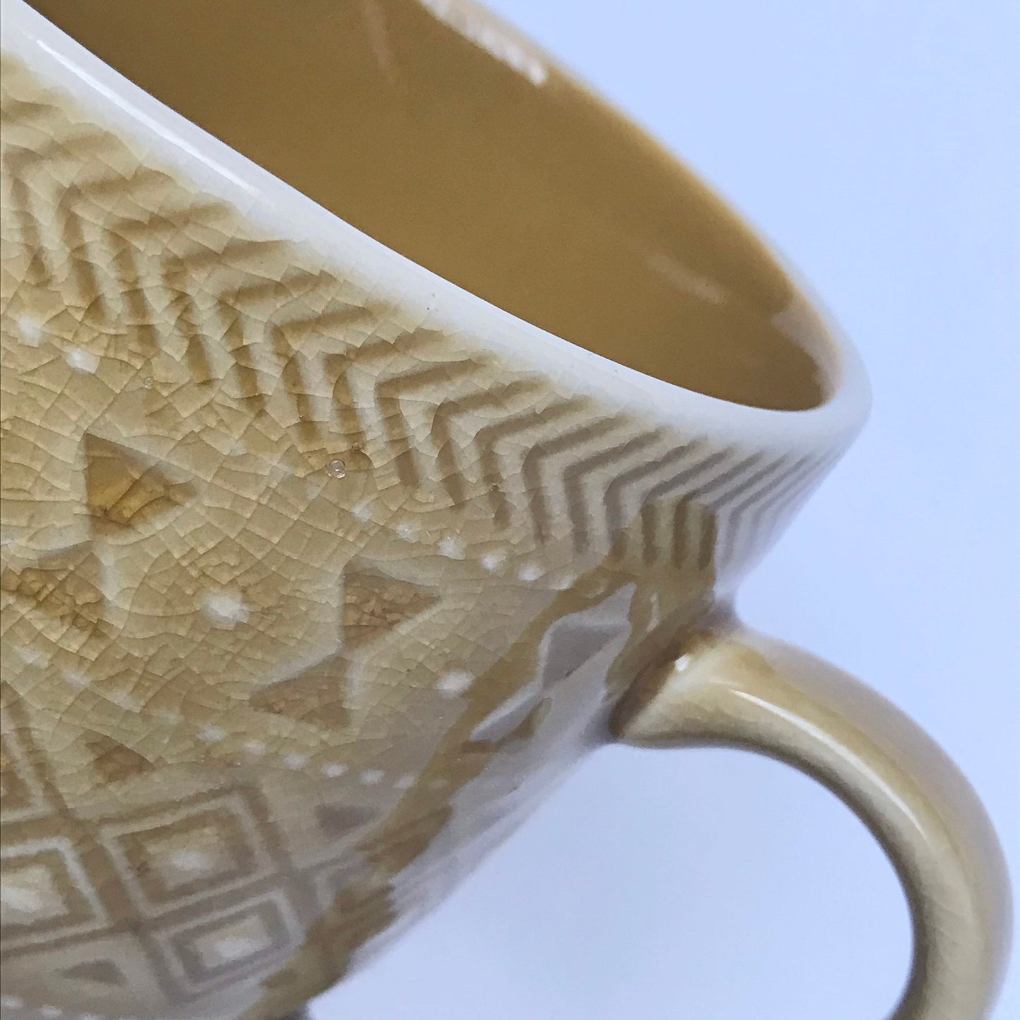 Mustard Yellow Patterned Mug - Coffee Cup, Gifts For Her, Herbal Tea Cup, Yellow Mug, Mustard Mug,Vintage Style Mug,Mustard Yellow Tapas Mug