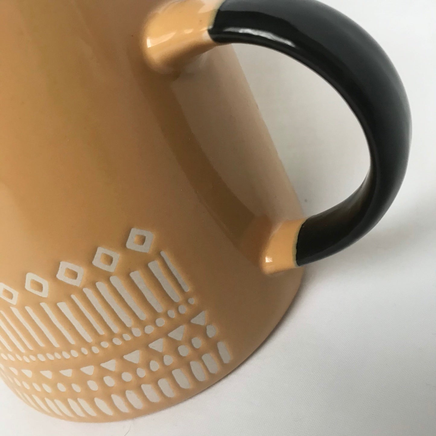 Large Mustard Yellow Pattern Mug - Coffee Cup, Gifts For Her, Herbal Tea Cup, Mosaic Style, Tapas Style, Moorish Style, Cream Mug, Black Mug