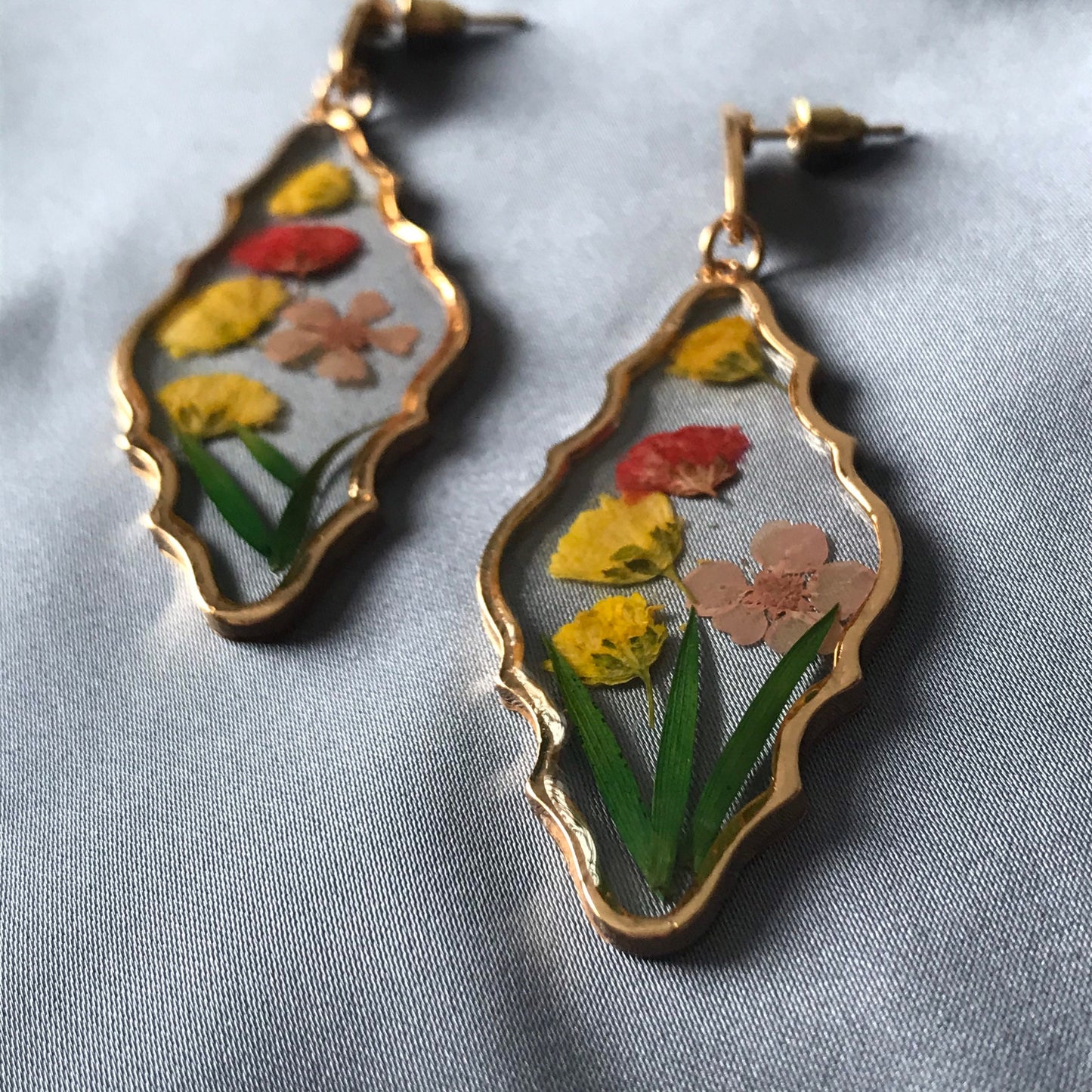 Flower Diamond Drop Earrings - Hanging Jewellery, Accessories, Flower Earrings, Flower Jewlellery, Red Flower Earrings, Statement Earrings