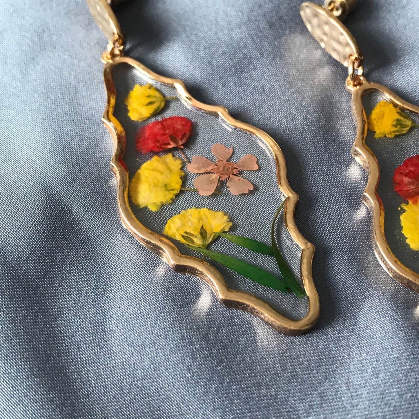Flower Diamond Drop Earrings - Hanging Jewellery, Accessories, Flower Earrings, Flower Jewlellery, Red Flower Earrings, Statement Earrings