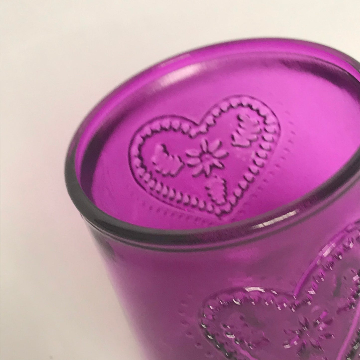 Recycled Pink Heart Glass Tumbler - Recycled Glass, Summer Glasses, Heart Glasses,Summer Glassware,Gifts For Her,Colourful Glassware