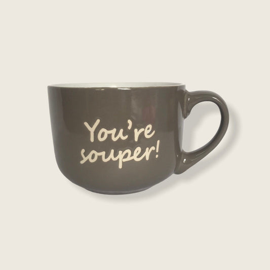 Large Grey Soup Mug - Soup Mug, Coffee Cup, Gifts For Her, Herbal Tea Cup, Slogan Mug, Cute Tea Cup, Large Soup Mug