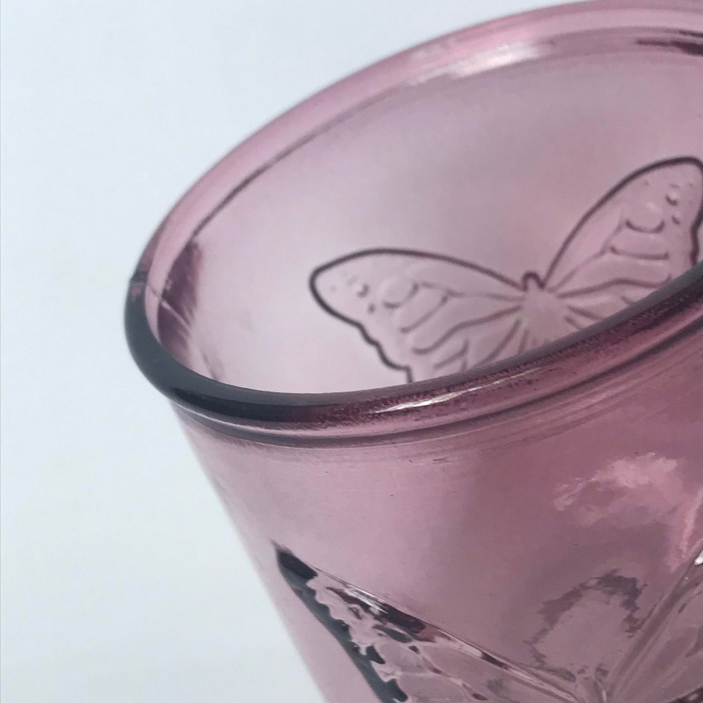 Recycled Pink Butterfly Glass Tumbler - Recycled Glass, Summer Glasses, Butterfly Glasses,Summer Glassware,Gifts For Her,Colourful Glassware