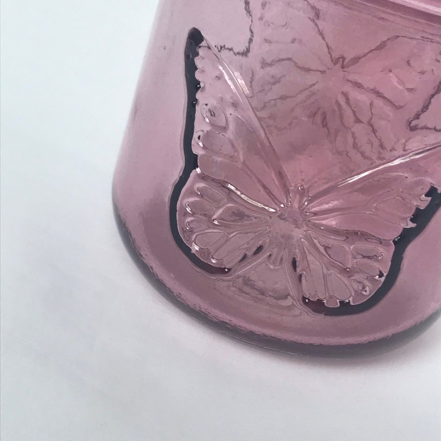 Recycled Pink Butterfly Glass Tumbler - Recycled Glass, Summer Glasses, Butterfly Glasses,Summer Glassware,Gifts For Her,Colourful Glassware