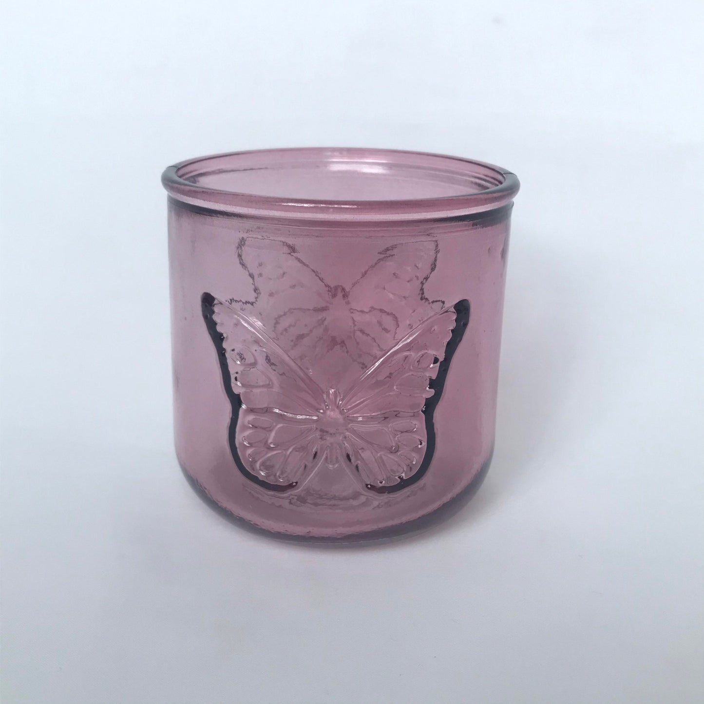 Recycled Pink Butterfly Glass Tumbler - Recycled Glass, Summer Glasses, Butterfly Glasses,Summer Glassware,Gifts For Her,Colourful Glassware