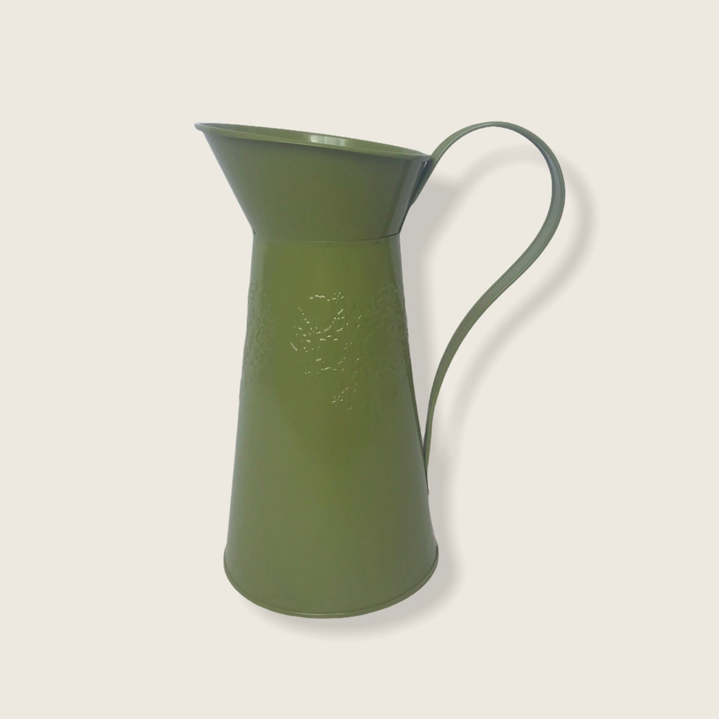 Metal Green Flower Jug - Botanical Jug, Light Green Vase, Metal Jug, Flower Arranging, Decorative Jug, Homeware, Flowers,Home Decor