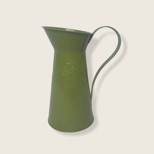 Metal Green Flower Jug - Botanical Jug, Light Green Vase, Metal Jug, Flower Arranging, Decorative Jug, Homeware, Flowers,Home Decor